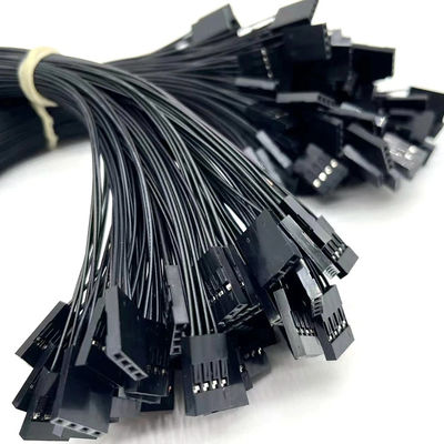 2.54mm Pitch 4 Pin Dupont Cable Assembly UL1007 24awg Μαύρο Προσαρμοσμένο μήκος
