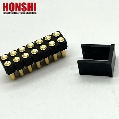 2.54mm High Current Pogo Pin Connector Female 2x7P Χρυσό επιχρισμένο H2.5 SMT Τύπος για PCB