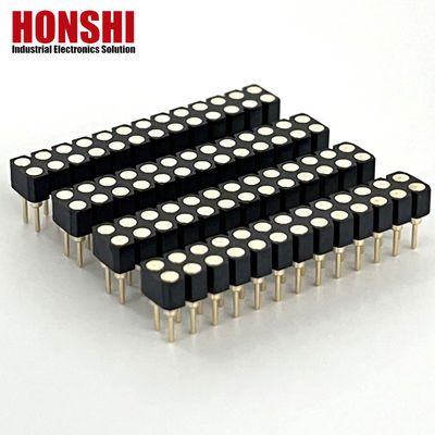 2.54mm Διπλή σειρά PCB H3.0mm 7.4mm Καθαρό Χαλκό Επεξεργασμένο Στρογγυλό Γυναικείο Σύνδεσμο Κεφαλαίου