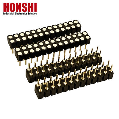 2.54mm Διπλή σειρά PCB H3.0mm 7.4mm Καθαρό Χαλκό Επεξεργασμένο Στρογγυλό Γυναικείο Σύνδεσμο Κεφαλαίου