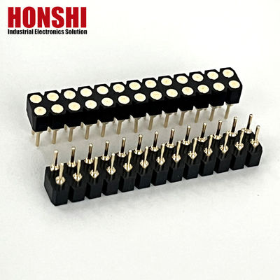 2.54mm Διπλή σειρά PCB H3.0mm 7.4mm Καθαρό Χαλκό Επεξεργασμένο Στρογγυλό Γυναικείο Σύνδεσμο Κεφαλαίου