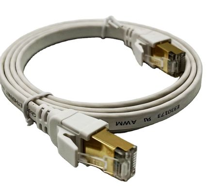 Προσαρμοσμένο λευκό καλώδιο Ethernet 1m Cat8 για σύνδεση δικτύου
