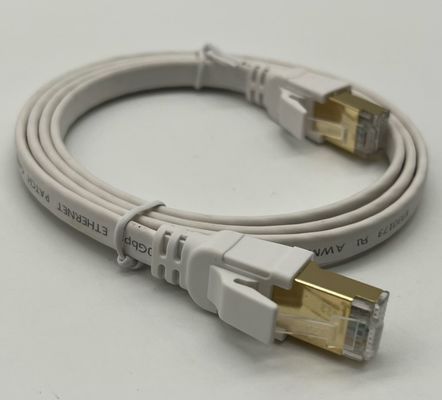 Προσαρμοσμένο λευκό καλώδιο Ethernet 1m Cat8 για σύνδεση δικτύου