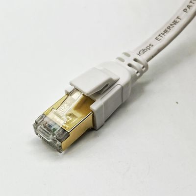 Προσαρμοσμένο λευκό καλώδιο Ethernet 1m Cat8 για σύνδεση δικτύου