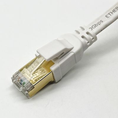 Προσαρμοσμένο λευκό καλώδιο Ethernet 1m Cat8 για σύνδεση δικτύου