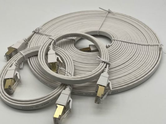Προσαρμοσμένο λευκό καλώδιο Ethernet 1m Cat8 για σύνδεση δικτύου
