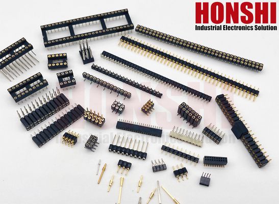 Χρυσό επιχρυσωμένο μηχανικό καλώδιο 2.54mm SMT SMD διπλής σειράς δεξιάς γωνίας PCB