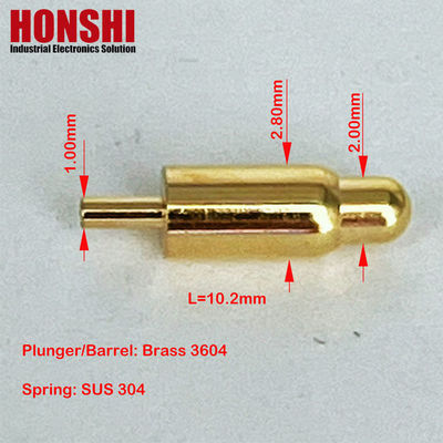 Διαδιάμετρος 2,8 mm Άντρας Πινέλα Pogo Διάστημα 10,2 mm Πινέλα Pogo τύπου βύθισης