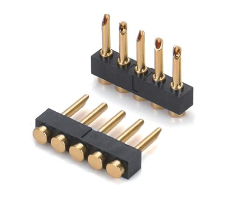2.54mm Pitch Γυναικεία 6 Pin PCB Connector Άνοιξη φορτισμένο Pogo Pin Connector Smt Τύπος