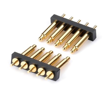 2.54mm Pitch Γυναικεία 6 Pin PCB Connector Άνοιξη φορτισμένο Pogo Pin Connector Smt Τύπος