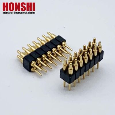 2.54mm H2.5 2x7Pin Pogo Pin Connector Brass Spring Loaded Electronic Straight Dip PCB Ηλεκτρονικό πίνακα με άνοιγμα