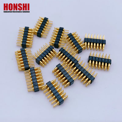 Προσαρμοσμένα 2.0mm Pitch Brass Pogo Pin 2row 14Pin Spring Loaded Connectors Ανδρικό φύλο