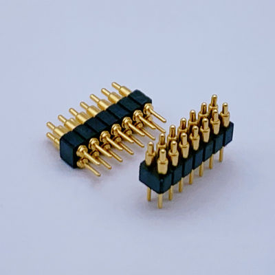 Προσαρμοσμένα 2.0mm Pitch Brass Pogo Pin 2row 14Pin Spring Loaded Connectors Ανδρικό φύλο