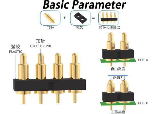 2.54mm Pitch Pogo Pin Connectors Ελατήριο φορτισμένο H7.75mm Για διασύνδεση PCB
