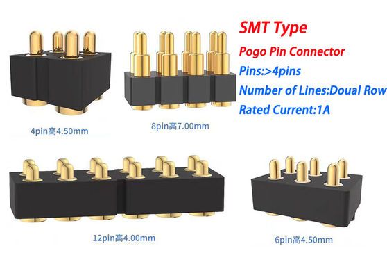 6pin θηλυκό σύνδεσμος Pogo Pin και σύνδεσμος επαφής ελαστικού για SMD PCB προσαρμόσιμη