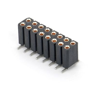 2.54mm Διπλή σειρά H7.0mm SMT PCB Χαλκό Εργασμένο Στρογγυλό Γυναικείο Συνδετήρα Κεφαλίδας PA6T Μαύρο