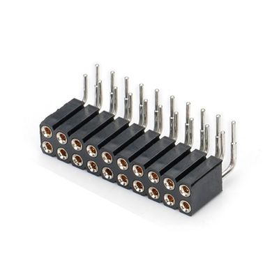 2.54mm Διπλή σειρά H7.0mm SMT PCB Χαλκό Εργασμένο Στρογγυλό Γυναικείο Συνδετήρα Κεφαλίδας PA6T Μαύρο
