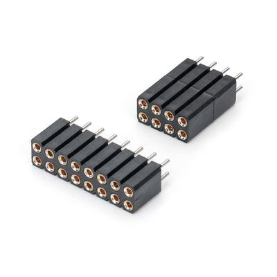 2.54mm Διπλή σειρά H7.0mm SMT PCB Χαλκό Εργασμένο Στρογγυλό Γυναικείο Συνδετήρα Κεφαλίδας PA6T Μαύρο