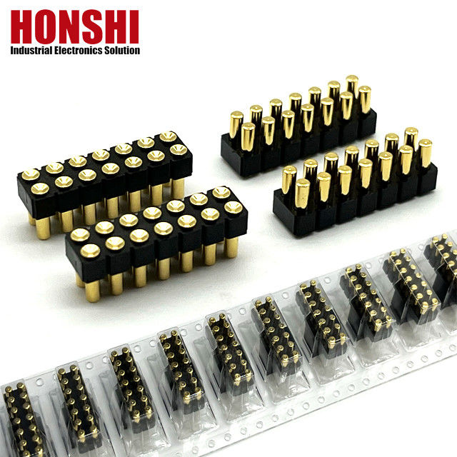 2.54mm High Current Pogo Pin Connector Female 2x7P Χρυσό επιχρισμένο H2.5 SMT Τύπος για PCB