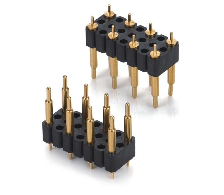 Προσαρμοσμένο 5.08mm Pitch Pogo Pin Connector αρσενικό 8 Pin 4.0mm Τρεις σειρές άνοιγμα φορτωμένο