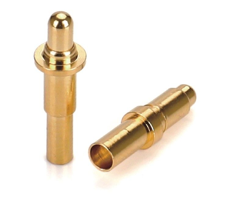 Άνδρας 9.5mm Pogo Pin Connector Brass 3.2mm ύψος άνοιγμα φορτωμένο χρυσαφένιο