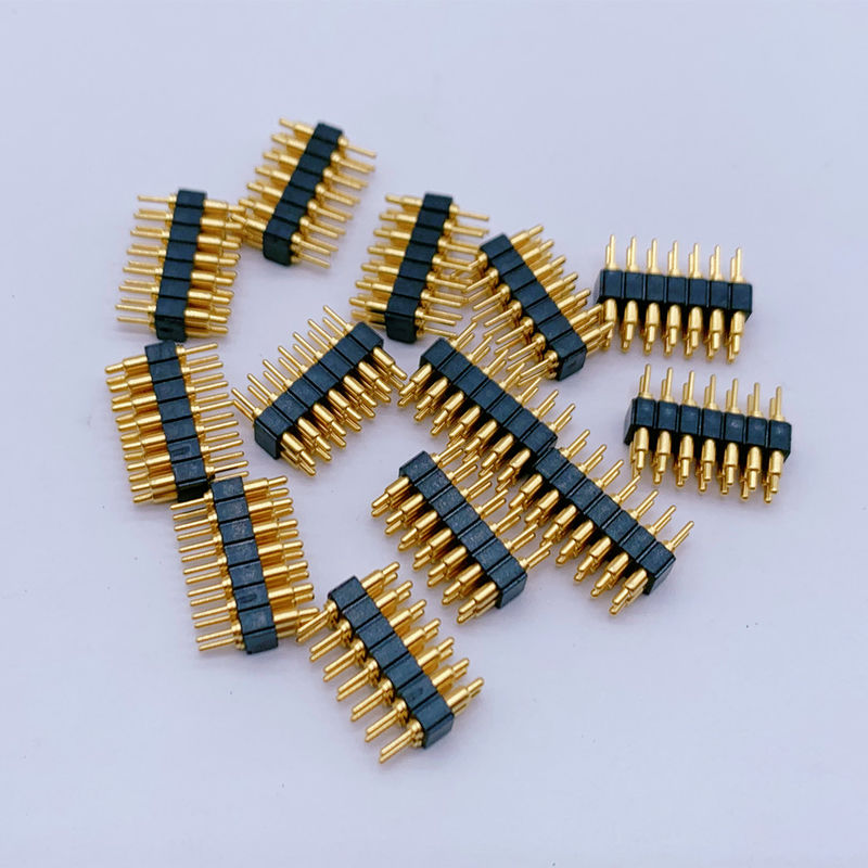 Προσαρμοσμένα 2.0mm Pitch Brass Pogo Pin 2row 14Pin Spring Loaded Connectors Ανδρικό φύλο