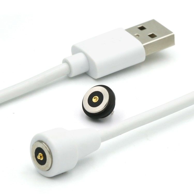 Δύο καρφίτσες Μαγνητικό καλώδιο Pogo Pin Connector Καλώδιο προς USB Τύπος A M Λευκό καλώδιο