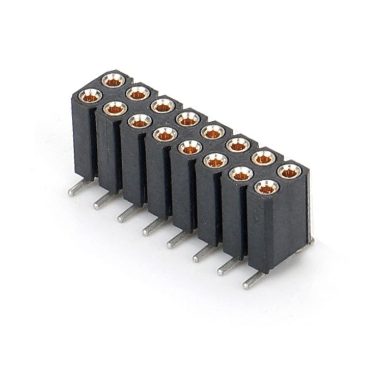 2.54mm Διπλή σειρά H7.0mm SMT PCB Χαλκό Εργασμένο Στρογγυλό Γυναικείο Συνδετήρα Κεφαλίδας PA6T Μαύρο